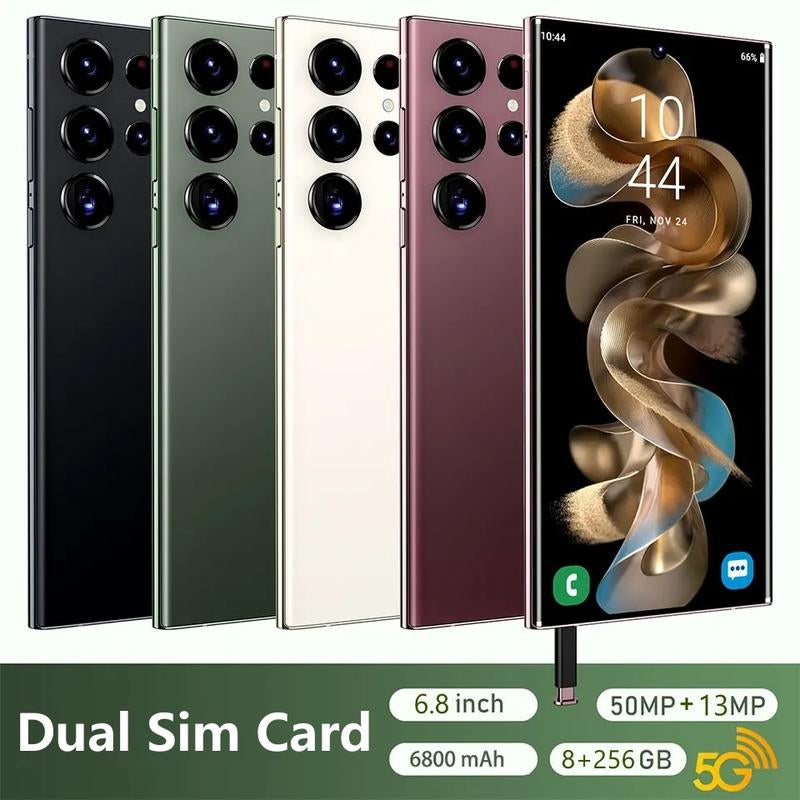 6.8" HD Display Smartphone - 8GB RAM, 256GB Storage, Dual SIM, Fingerprint Lock, Face ID, Android 13, Unlocked - Ideal Gift for Halloween and Christmas