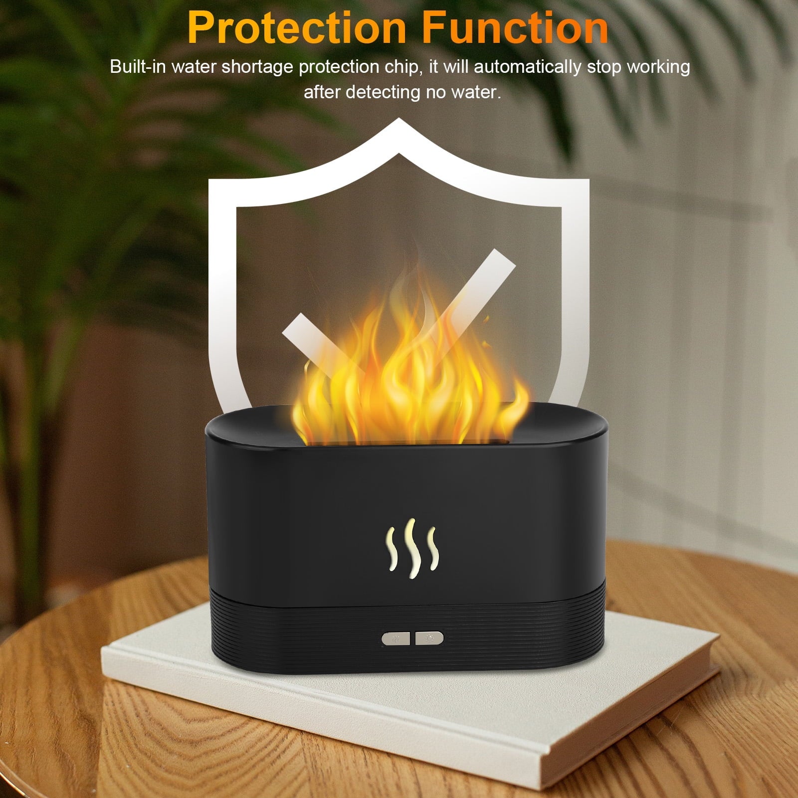 180ml Flame Air Humidifier and Essential Oil Diffuser with 3D USB and 7-Color Ambient Lighting for Home, Office, Spa, and Gym