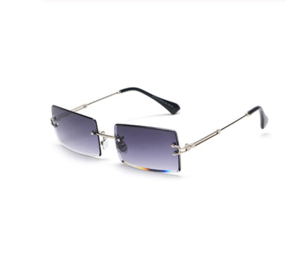 Rimless Rectangle Sunglasses - Stylish Hip-Hop Inspired Retro Streetwear Eyewear