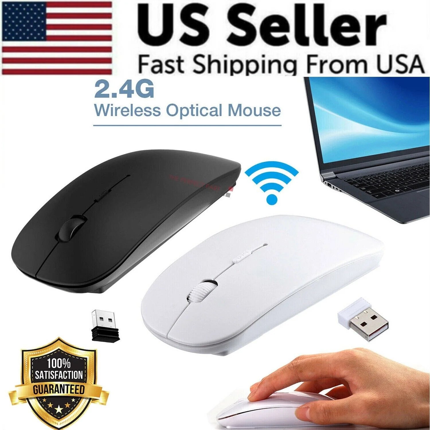 2.4Ghz USB Wireless Optical Mouse Mice for Apple Mac Macbook Pro Air PC