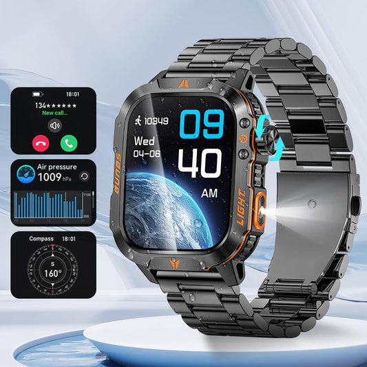  Smart Watch for Smartphones - Stylish Digital Timepiece with LED Light, Outdoor Compass, and Waterproof Features for Fitness Enthusiasts - Compatible with Android Devices for Men and Women